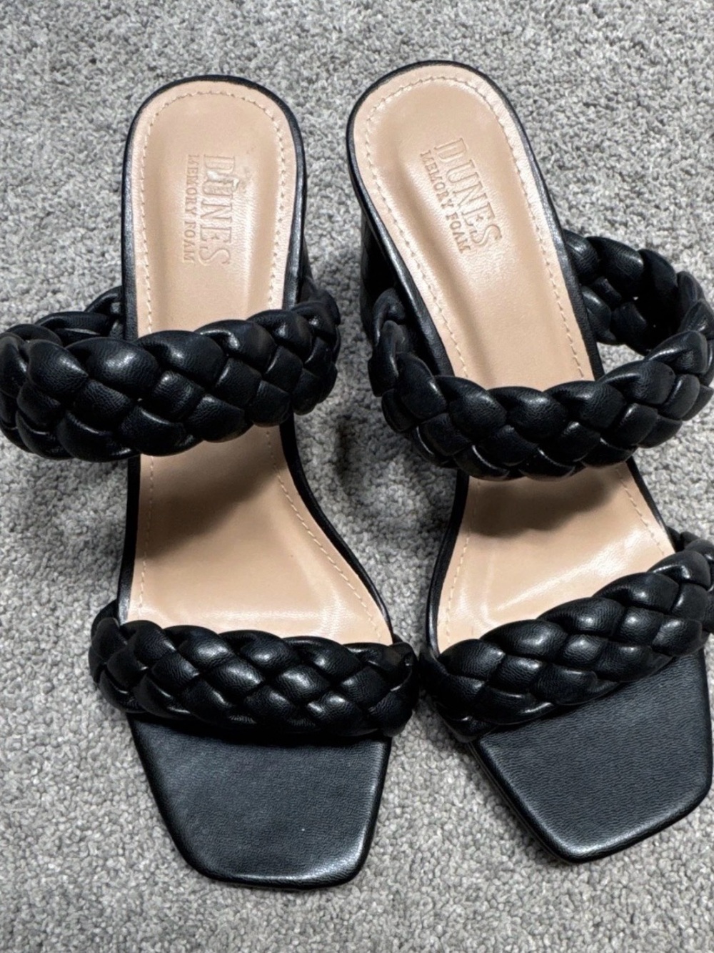 Dune's Black Braided Double-Strap Heeled Sandals